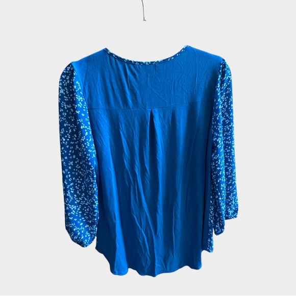 NEW Fortune + Ivy x Stitch Fix blue pattern 3/4 sleeves blouse, medium - Picture 2 of 6